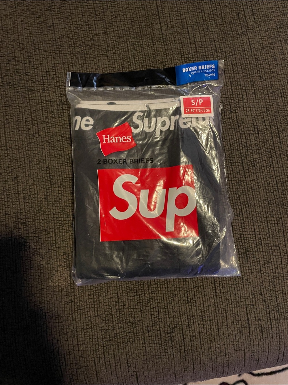Hanes Boxer Briefs with Red 'Sup' Graphic - Black